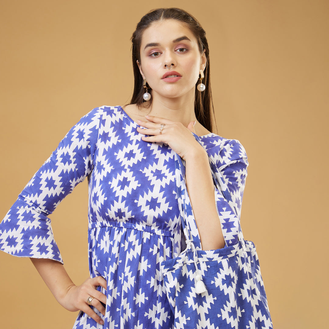Almas Blue Back Bow Long Dress - thesotr.com