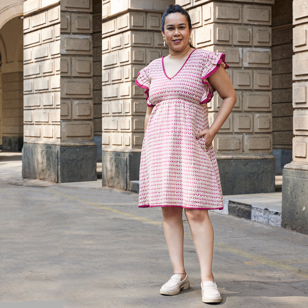 Leaf Flower - Mini Dress in Wine [upto 3XL]