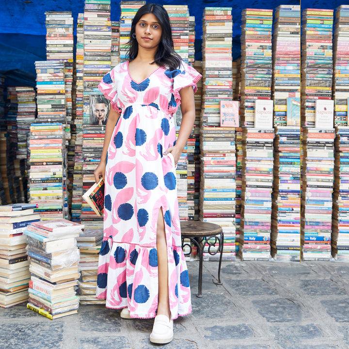 Whale Dendeleon Pink Blue Long Dress