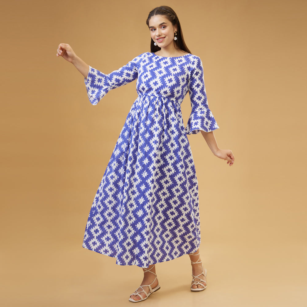Almas Blue Back Bow Long Dress - thesotr.com