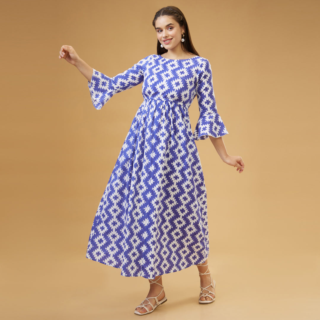 Almas Blue Back Bow Long Dress - thesotr.com