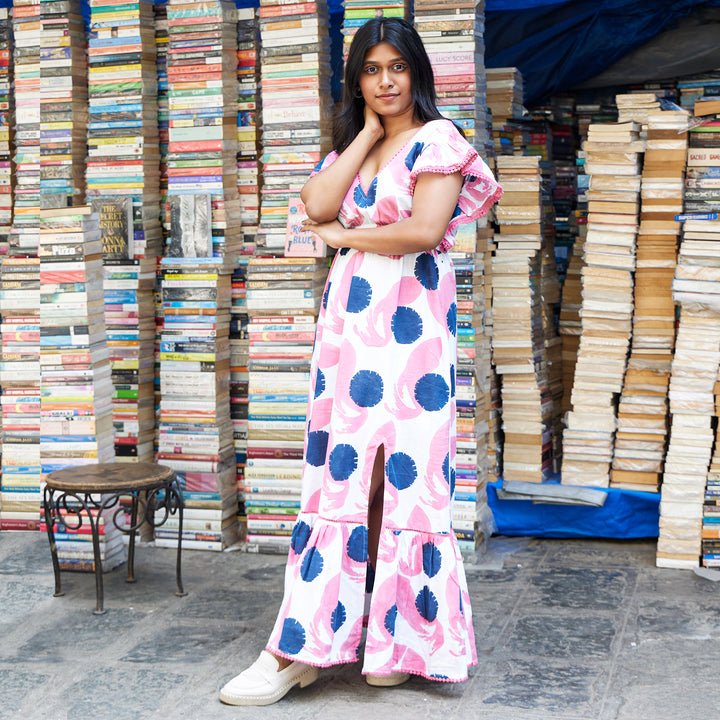 Whale Dendeleon Pink Blue Long Dress