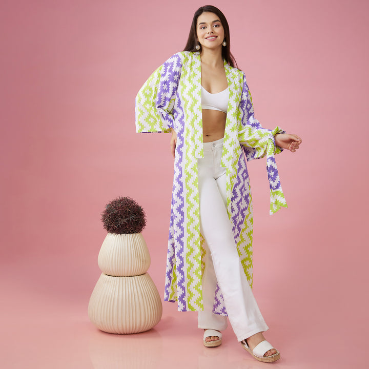 Almas Green Purple Kimono Overlay - thesotr.com
