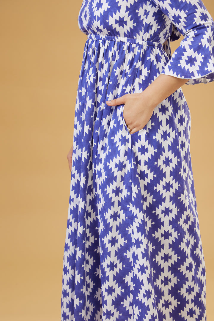 Almas Blue Back Bow Long Dress - thesotr.com
