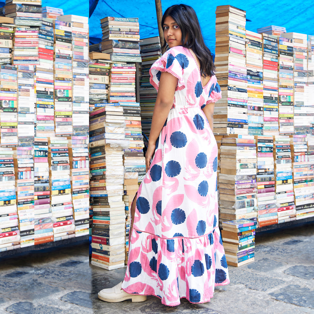 Whale Dendeleon Pink Blue Long Dress