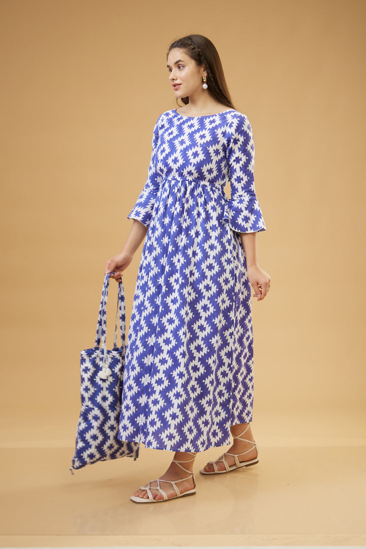 Almas Blue Back Bow Long Dress - thesotr.com