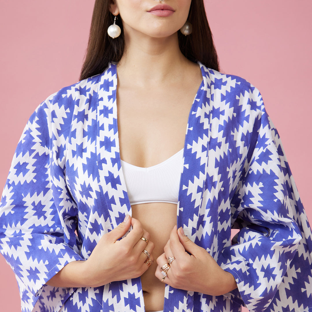 Almas Blue Kimono Overlay - thesotr.com