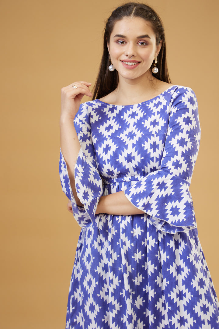 Almas Blue Back Bow Long Dress - thesotr.com