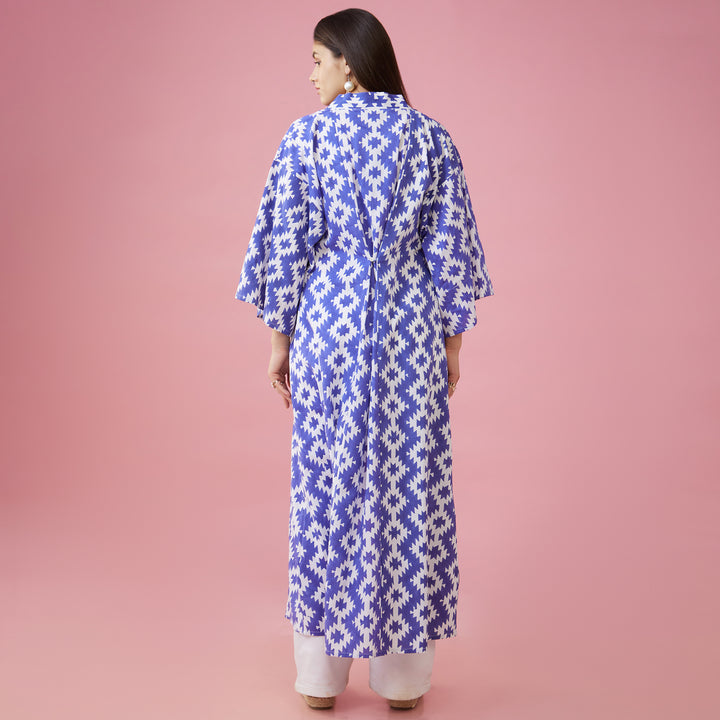 Almas Blue Kimono Overlay - thesotr.com