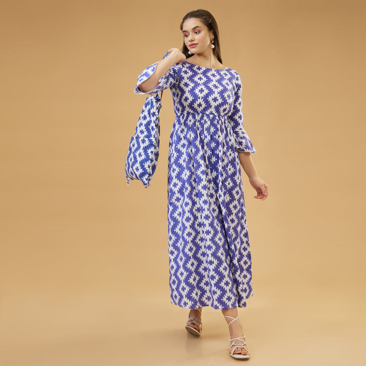 Almas Blue Back Bow Long Dress - thesotr.com