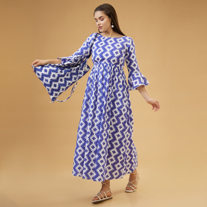 Almas Blue Back Bow Long Dress - thesotr.com