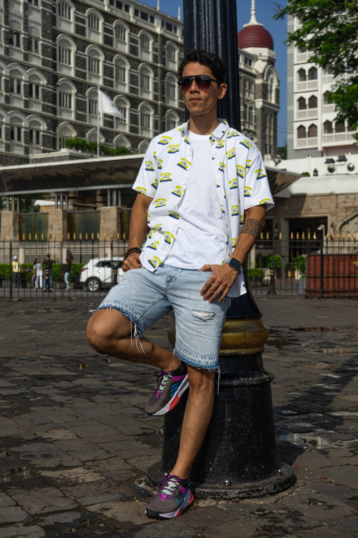 Telephone Pista Green Slim Fit Short Sleeve Shirt