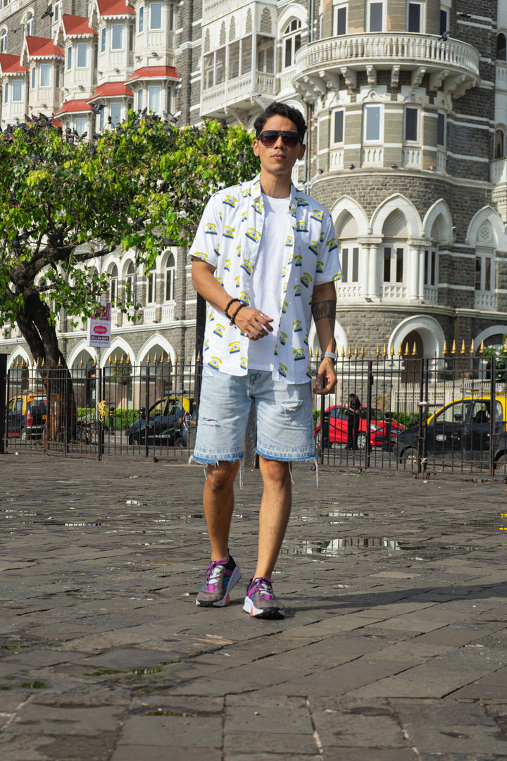 Telephone Pista Green Slim Fit Short Sleeve Shirt