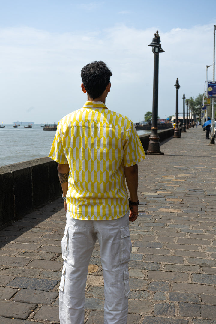 Geo Yellow Relaxed Fit Short Sleeve Shirt