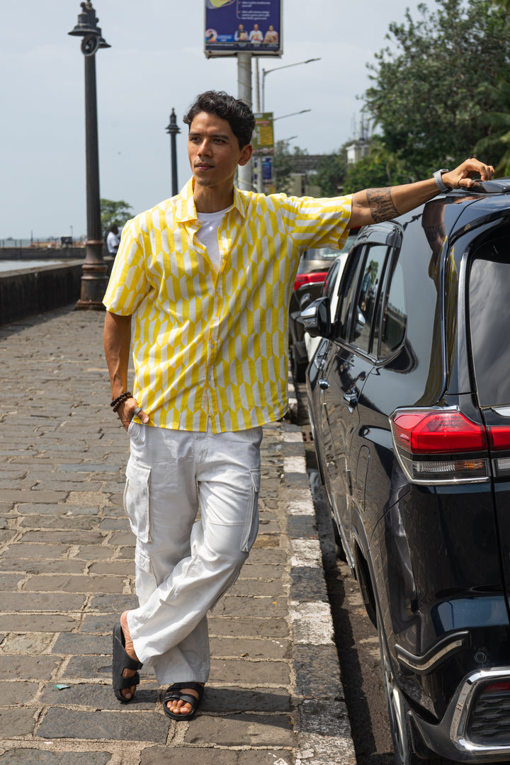Geo Yellow Relaxed Fit Short Sleeve Shirt