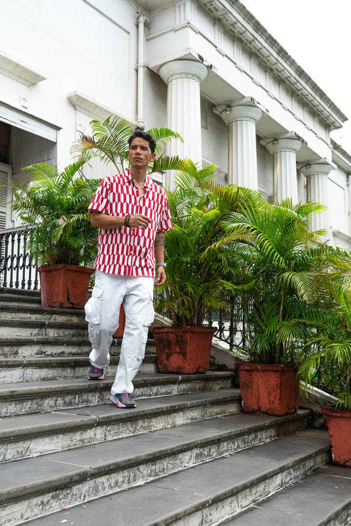 Geo Red Relaxed Fit Short Sleeve Shirt