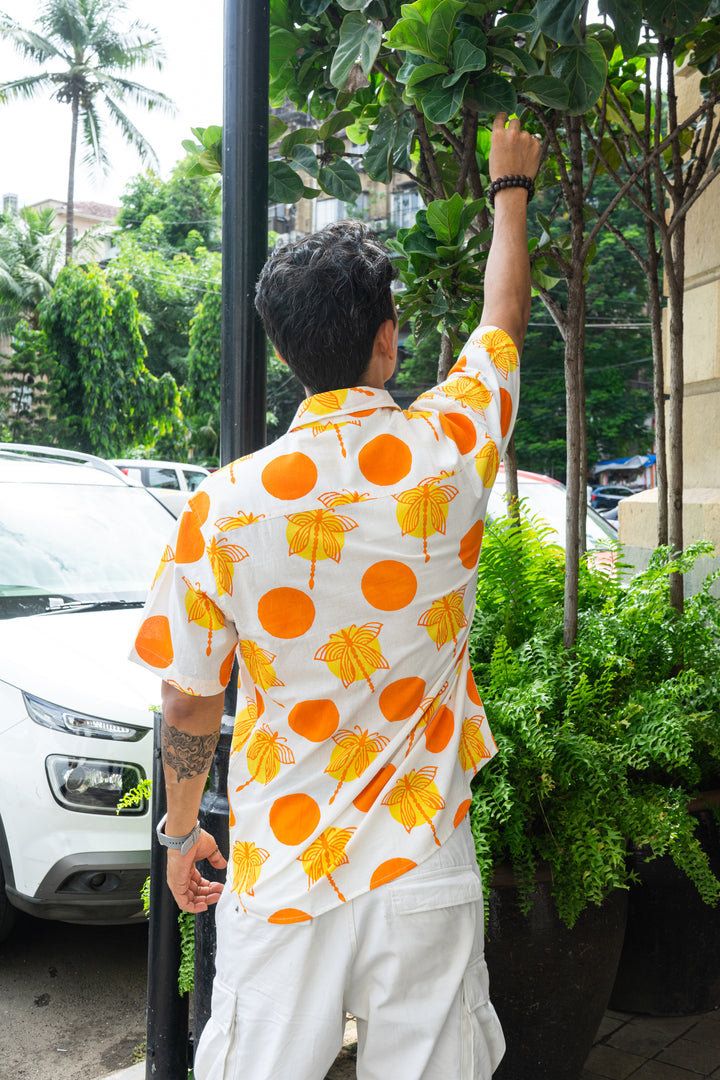 Dragonfly Polka Orange Relaxed Fit Short Sleeve Shirt