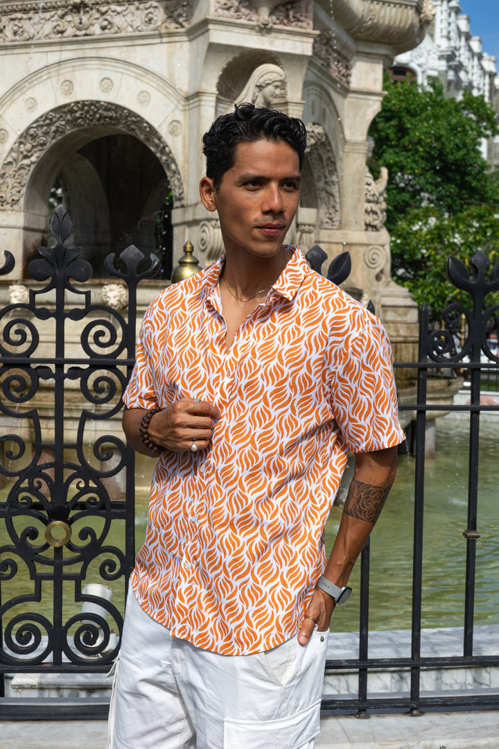 Leaf Brick Slim Fit Short Sleeve Shirt