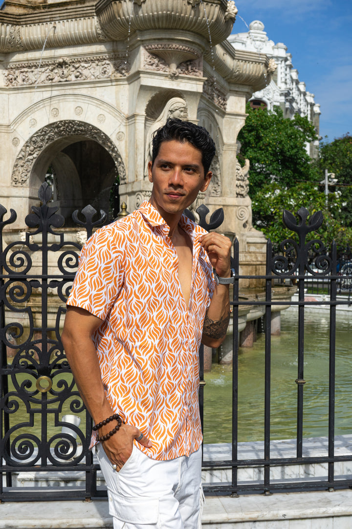 Leaf Brick Slim Fit Short Sleeve Shirt