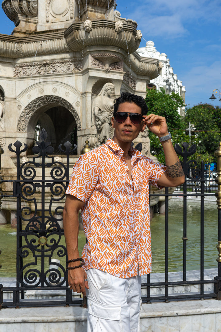 Leaf Brick Slim Fit Short Sleeve Shirt