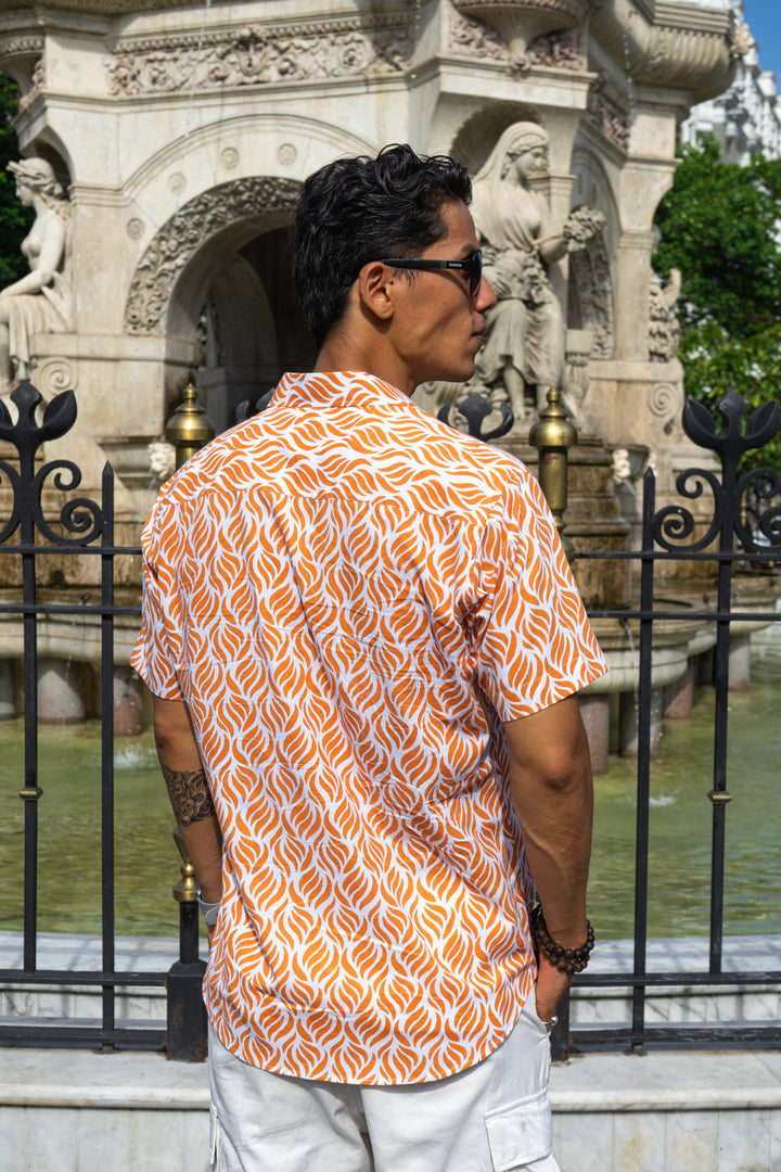Leaf Brick Slim Fit Short Sleeve Shirt