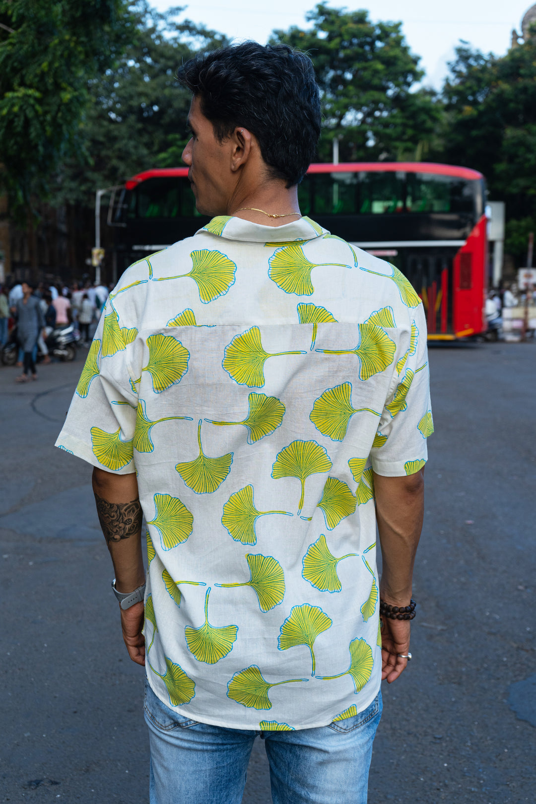 Zobo White Relaxed Fit Short Sleeve Shirt