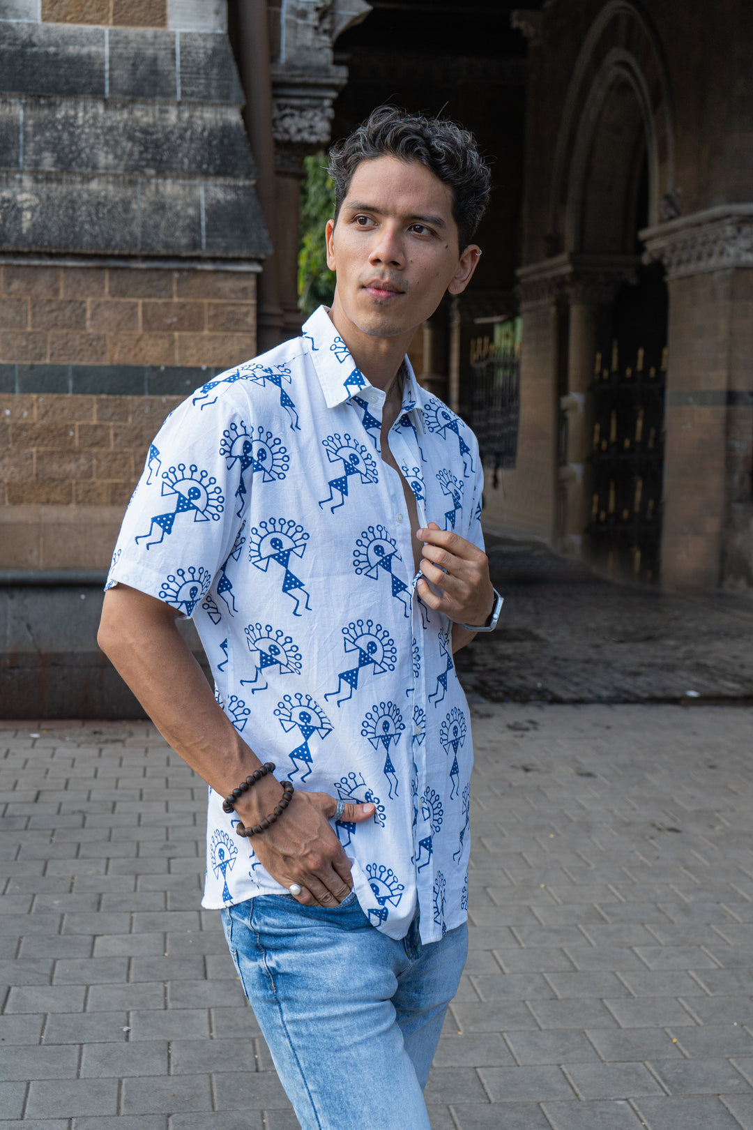 Varli Blue Relaxed Fit Short Sleeve Shirt