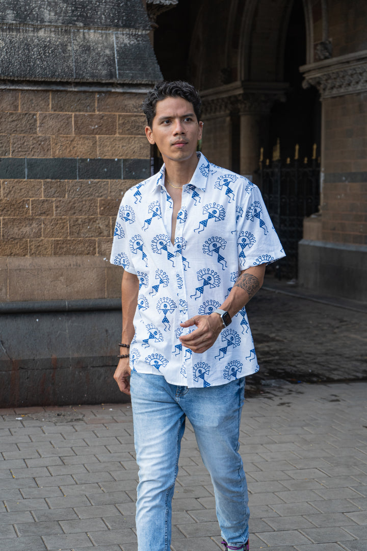 Varli Blue Relaxed Fit Short Sleeve Shirt