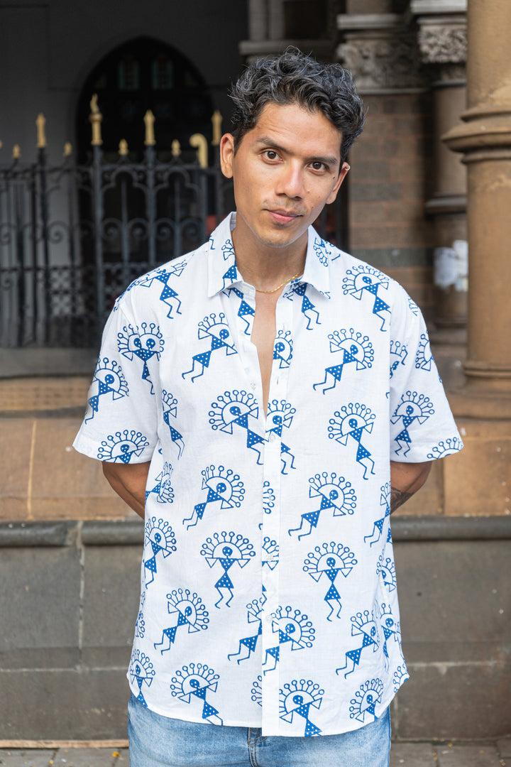 Varli Blue Relaxed Fit Short Sleeve Shirt