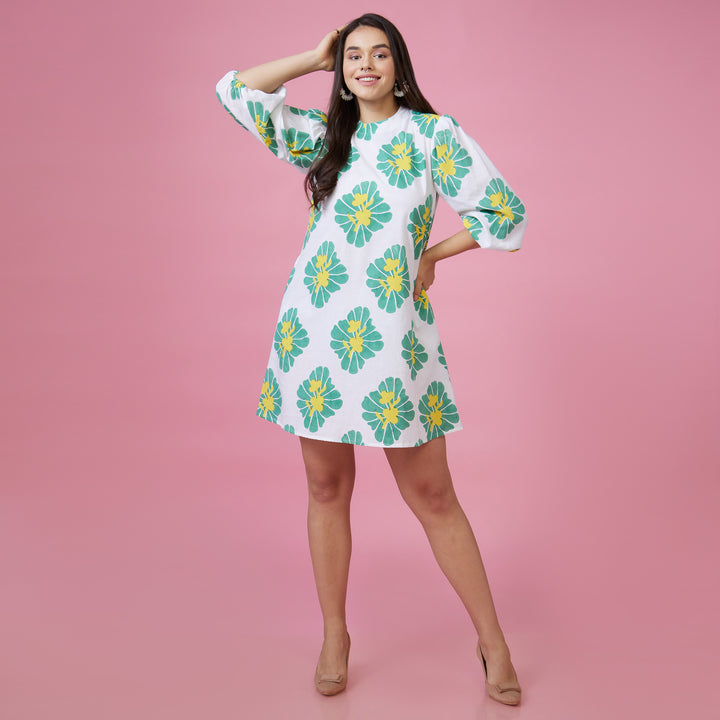Zahara Green Back Window Short Dress - thesotr.com