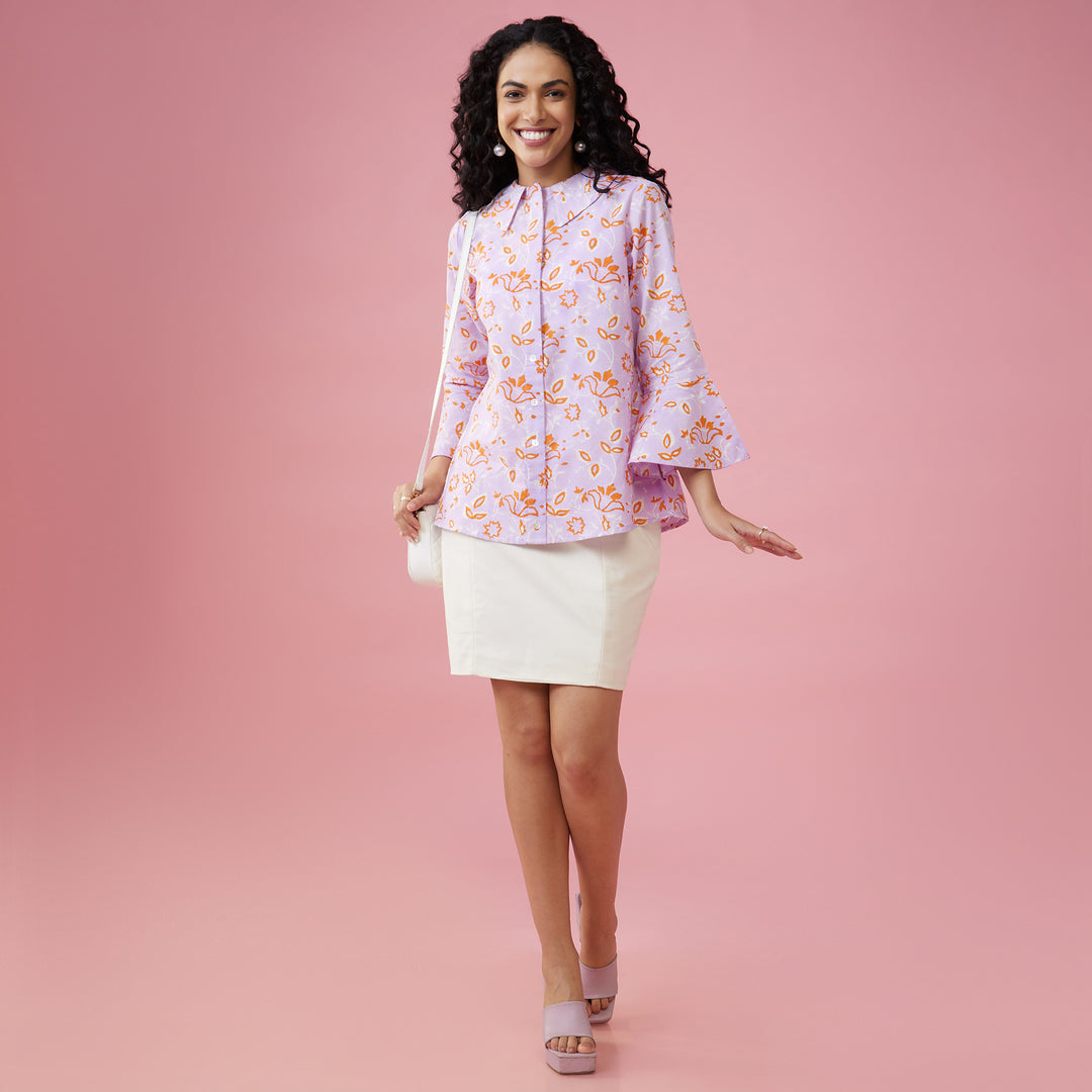 Kusuma Purple Double Collar Top - thesotr.com