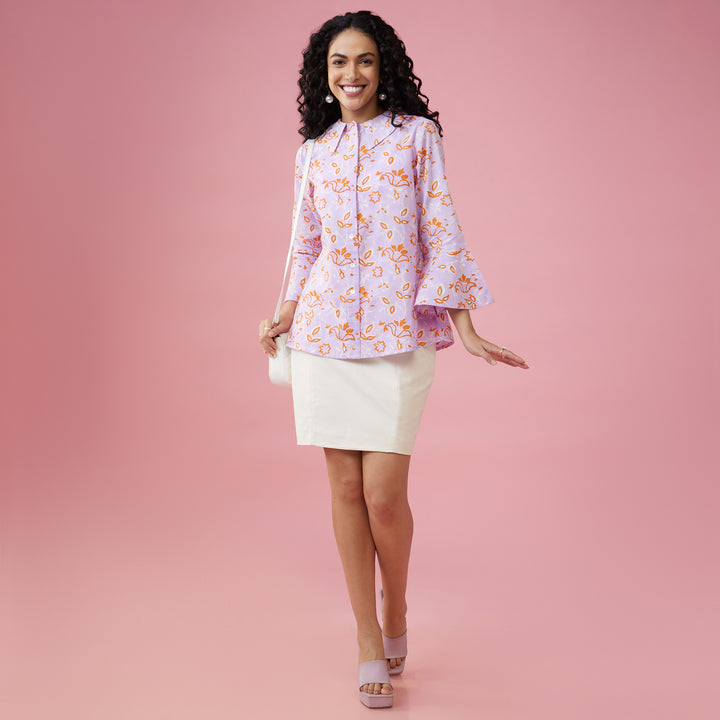 Kusuma Purple Double Collar Top - thesotr.com