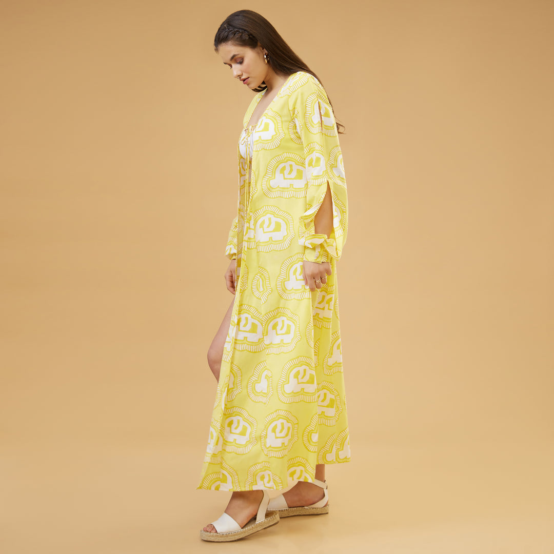Haathi Yellow Peasant Sleeve Overlay - thesotr.com