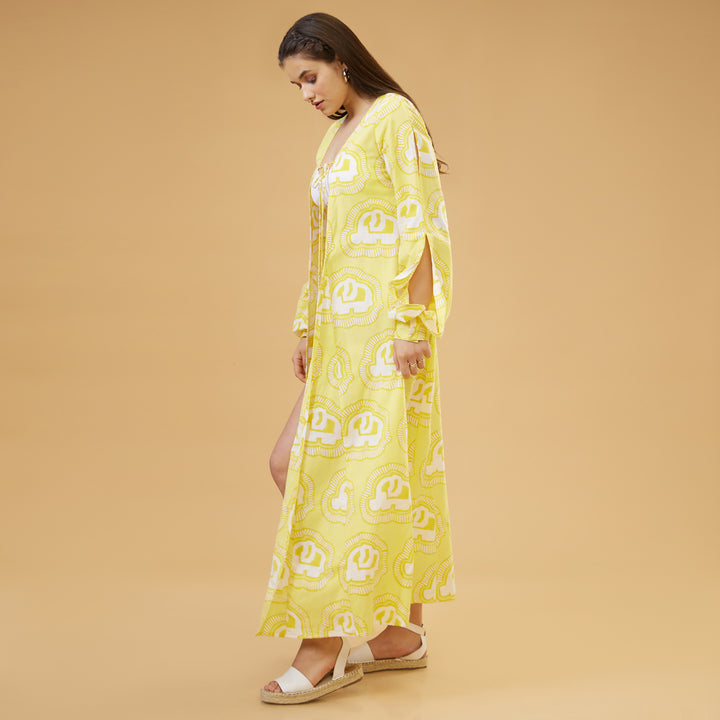 Haathi Yellow Peasant Sleeve Overlay - thesotr.com