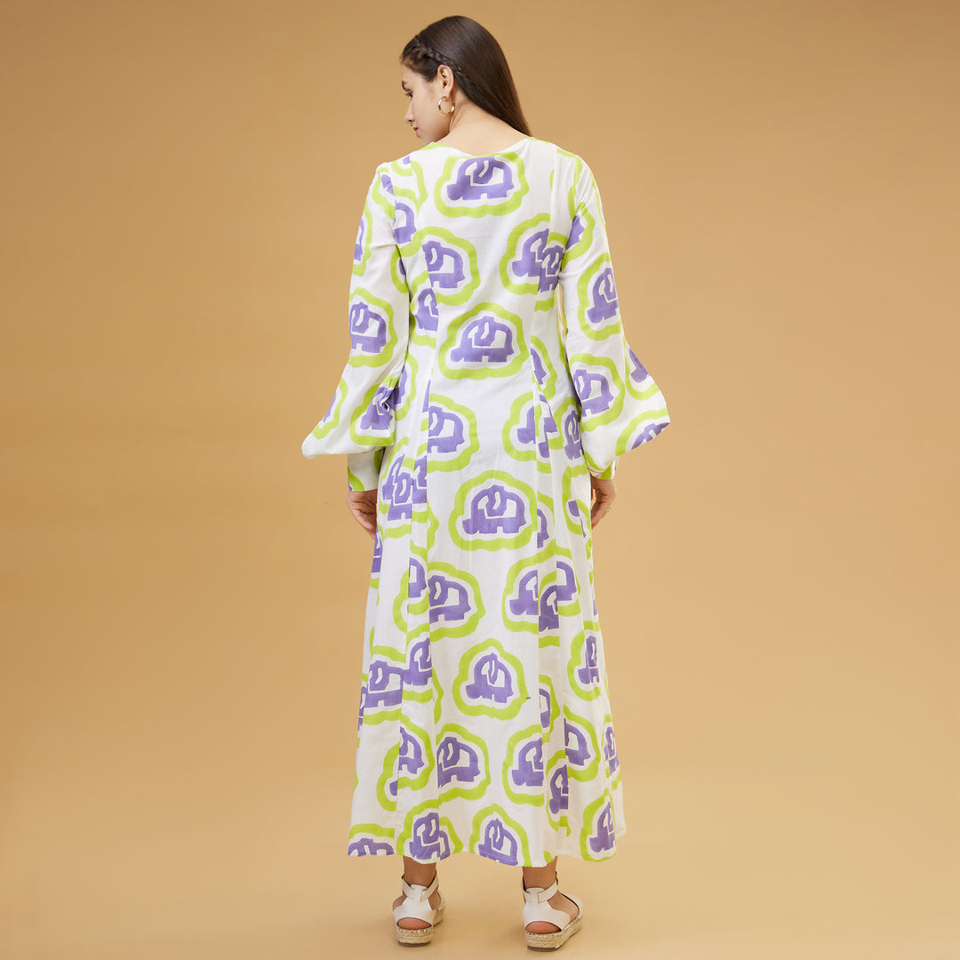 Haathi Green Purple Peasant Sleeve Overlay - thesotr.com