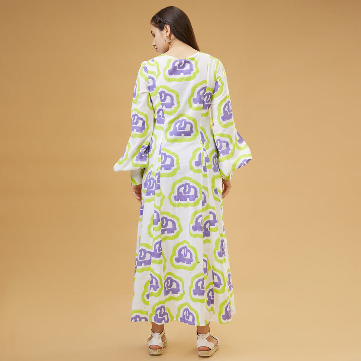 Haathi Green Purple Peasant Sleeve Overlay - thesotr.com