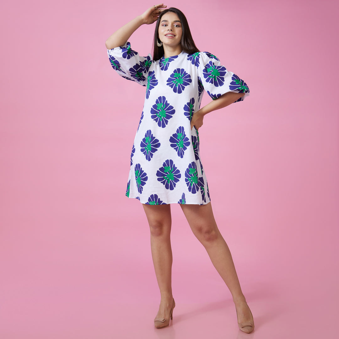 Zahara Blue Back Window Short Dress - thesotr.com