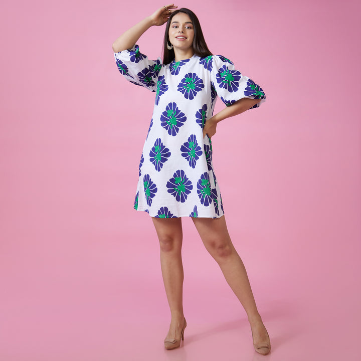 Zahara Blue Back Window Short Dress - thesotr.com