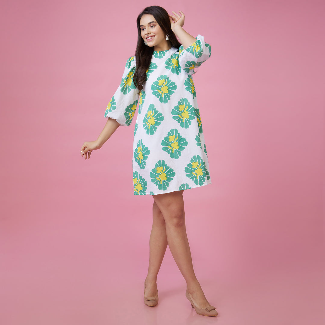 Zahara Green Back Window Short Dress - thesotr.com