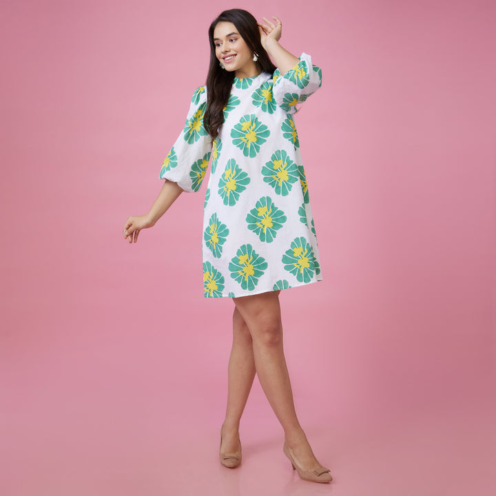 Zahara Green Back Window Short Dress - thesotr.com