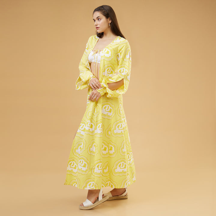 Haathi Yellow Peasant Sleeve Overlay - thesotr.com