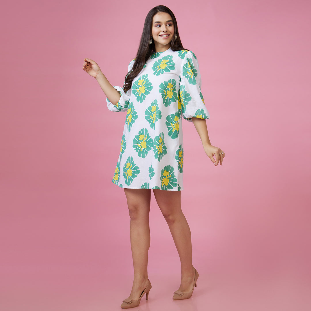 Zahara Green Back Window Short Dress - thesotr.com