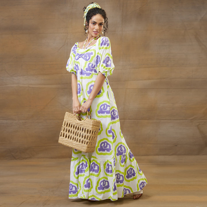 Haathi Green Purple Convertable Long Dress - thesotr.com