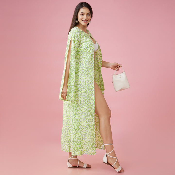 Maya Green Slit Sleeve Overlay - thesotr.com