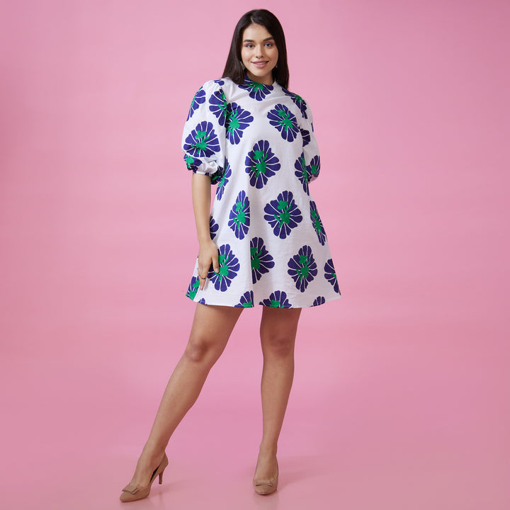 Zahara Blue Back Window Short Dress - thesotr.com