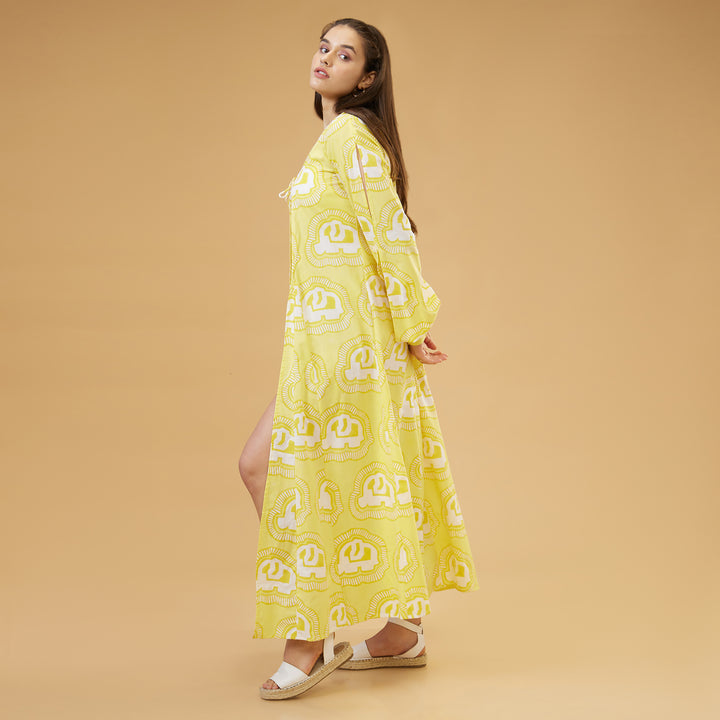 Haathi Yellow Peasant Sleeve Overlay - thesotr.com