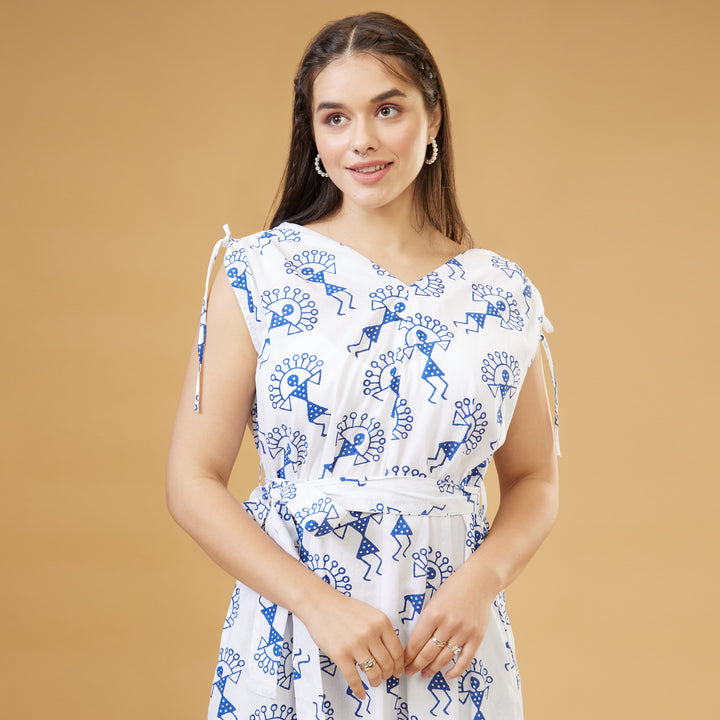 Varli Blue Drawstring Long Dress - thesotr.com