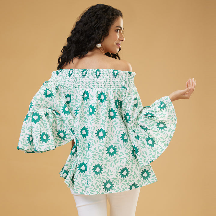 Nuru Green Off Shoulder Top - thesotr.com