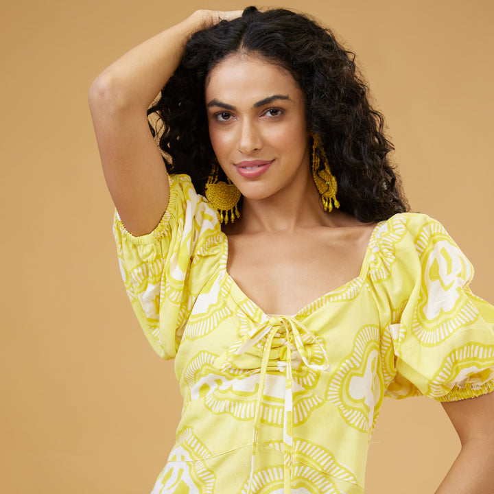 Haathi Yellow Convertable Long Dress - thesotr.com