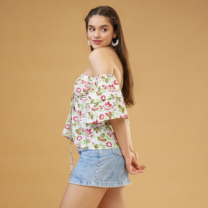 Kusuma White Cold Shoulder Top - thesotr.com